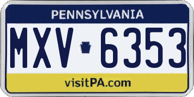 PA license plate MXV6353
