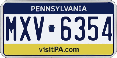 PA license plate MXV6354