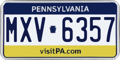 PA license plate MXV6357