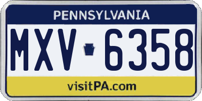 PA license plate MXV6358