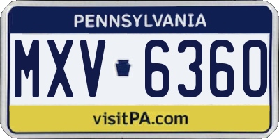 PA license plate MXV6360