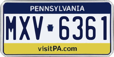 PA license plate MXV6361