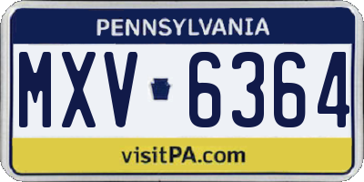 PA license plate MXV6364