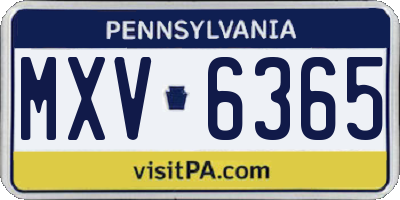 PA license plate MXV6365