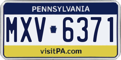 PA license plate MXV6371