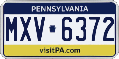 PA license plate MXV6372