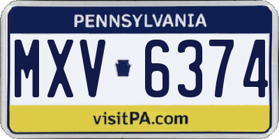 PA license plate MXV6374