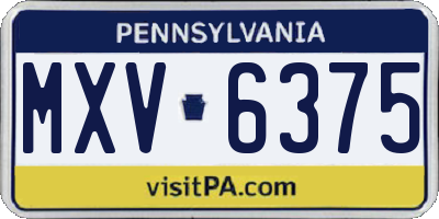 PA license plate MXV6375
