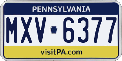 PA license plate MXV6377
