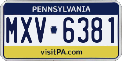 PA license plate MXV6381