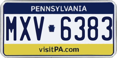 PA license plate MXV6383