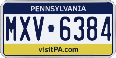 PA license plate MXV6384