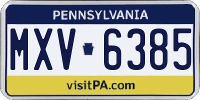 PA license plate MXV6385