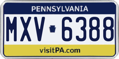 PA license plate MXV6388