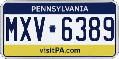 PA license plate MXV6389