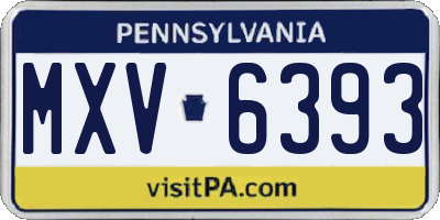 PA license plate MXV6393
