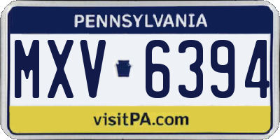 PA license plate MXV6394