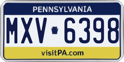 PA license plate MXV6398