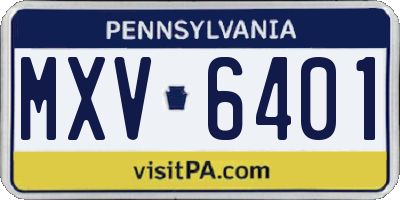 PA license plate MXV6401