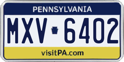 PA license plate MXV6402