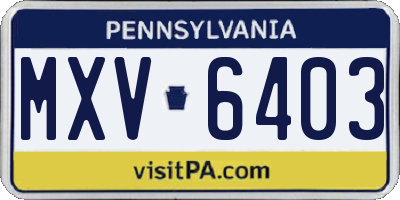 PA license plate MXV6403