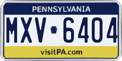 PA license plate MXV6404