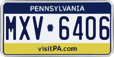 PA license plate MXV6406