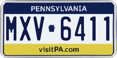 PA license plate MXV6411