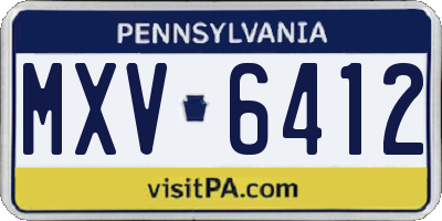 PA license plate MXV6412