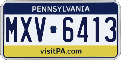 PA license plate MXV6413