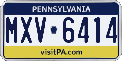 PA license plate MXV6414