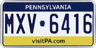 PA license plate MXV6416