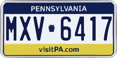 PA license plate MXV6417