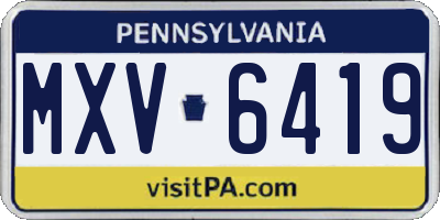 PA license plate MXV6419