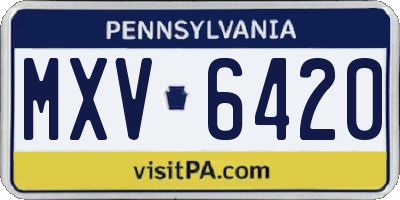 PA license plate MXV6420