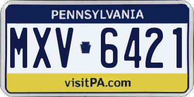 PA license plate MXV6421