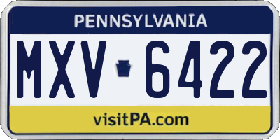 PA license plate MXV6422