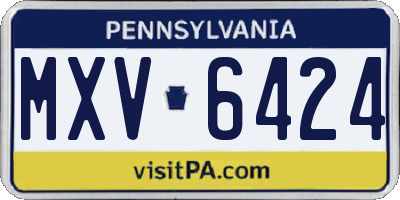 PA license plate MXV6424