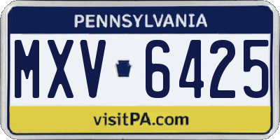 PA license plate MXV6425