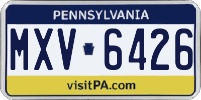 PA license plate MXV6426