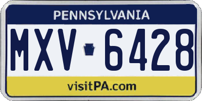 PA license plate MXV6428