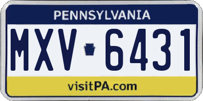 PA license plate MXV6431