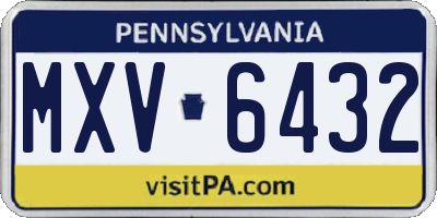 PA license plate MXV6432