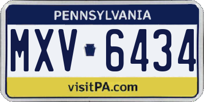 PA license plate MXV6434