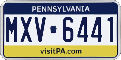 PA license plate MXV6441