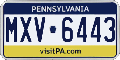 PA license plate MXV6443
