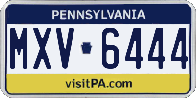 PA license plate MXV6444