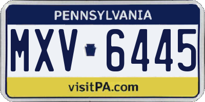 PA license plate MXV6445