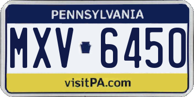 PA license plate MXV6450