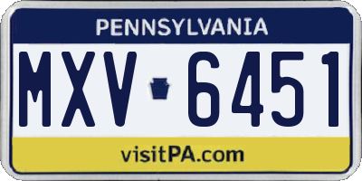 PA license plate MXV6451